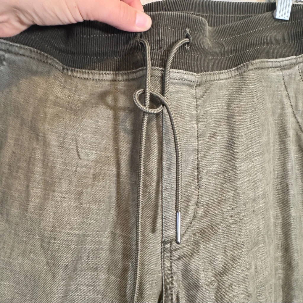 Anthropologie Level 99 Green Linen Cargo Jogger Pants Women’s M Casual Fall - Image 10