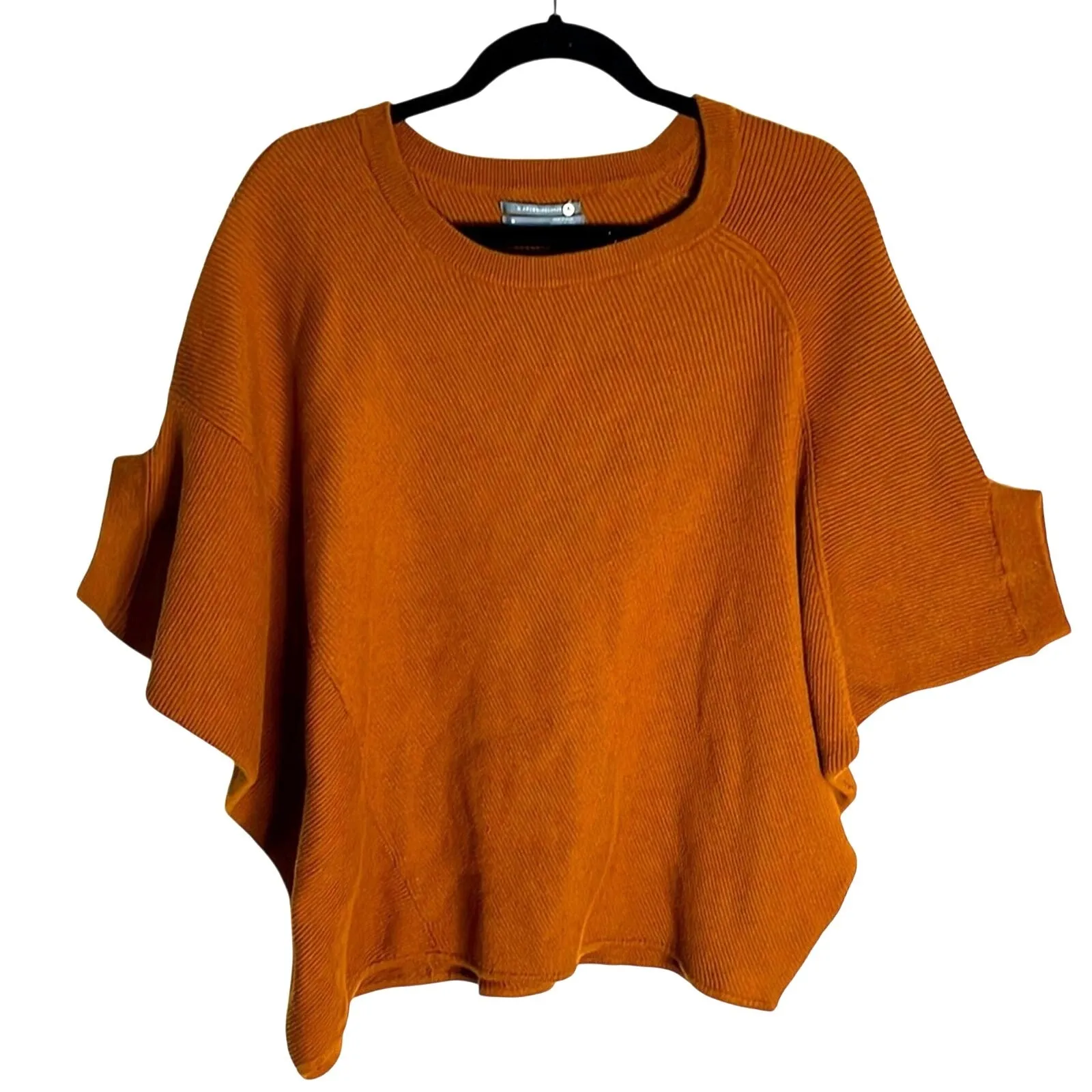 Anthropologie Vanessa Knit Poncho Sweater Rust Medium Cozy Boho‎ EUC - Image 2