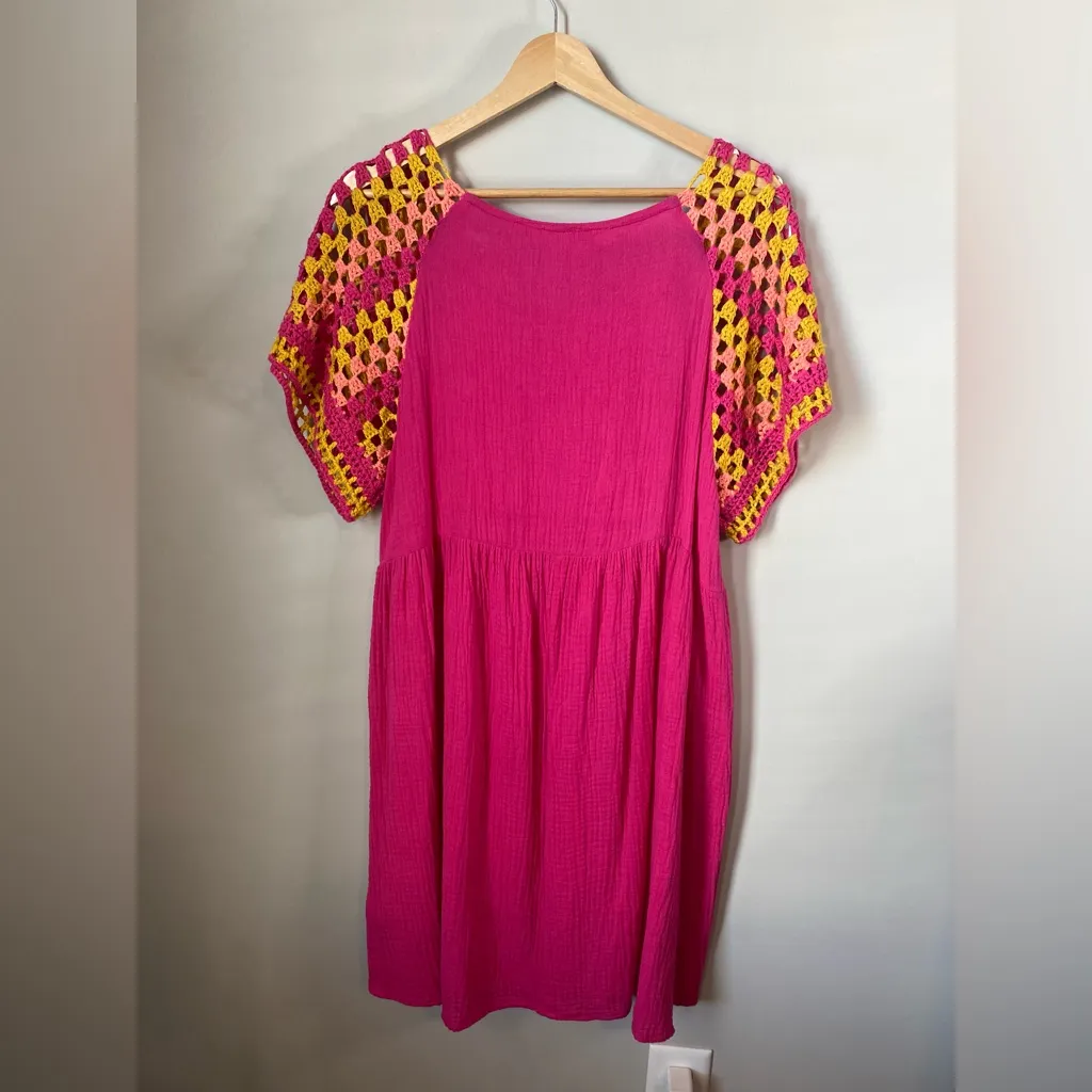Umgee Crochet Sleeve Dress - Image 2