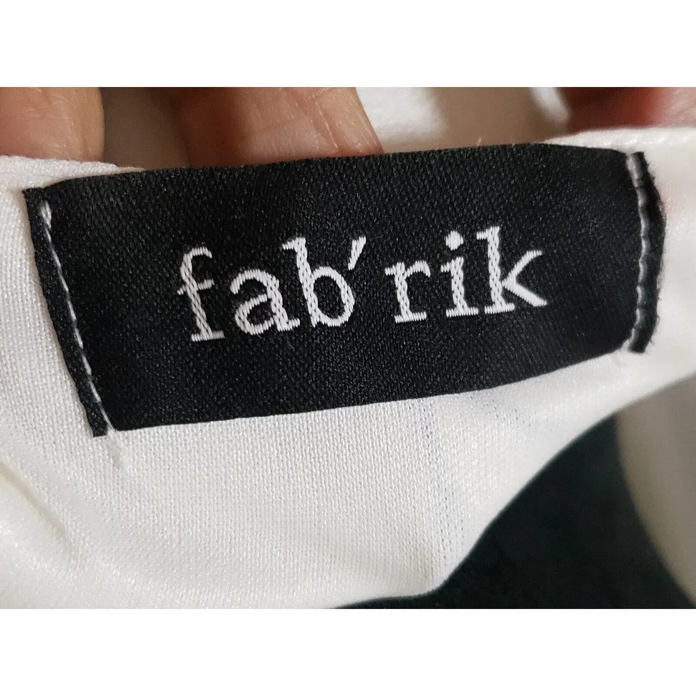 Fabrik Women White Floral 100% Polyester Round Neck Knee Length Dress Size Large - Image 9