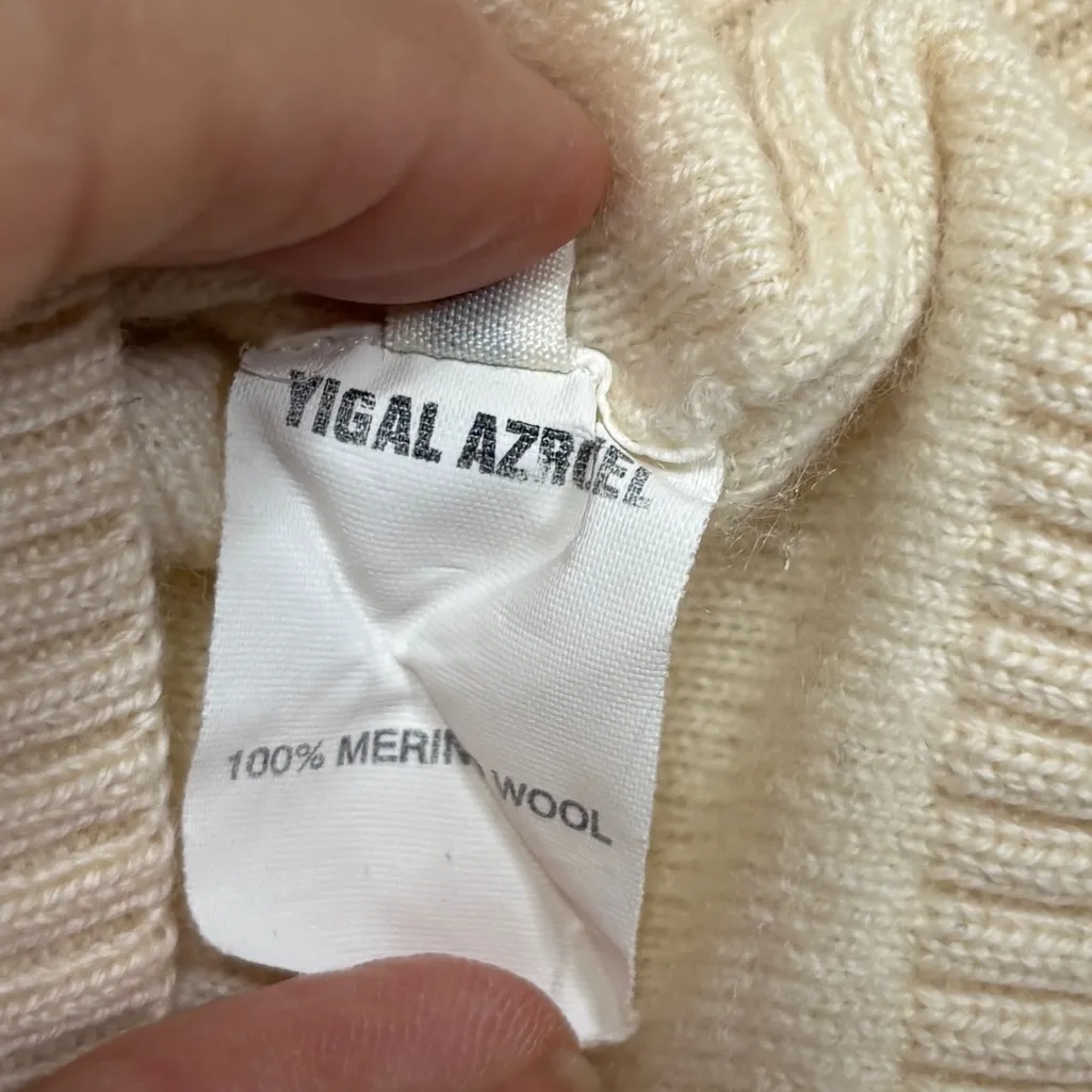 Yigal Azrouel 100% Merino Wool Sweater Womens M Casual Cozy Neutral Color Block Gray Size M - Image 5