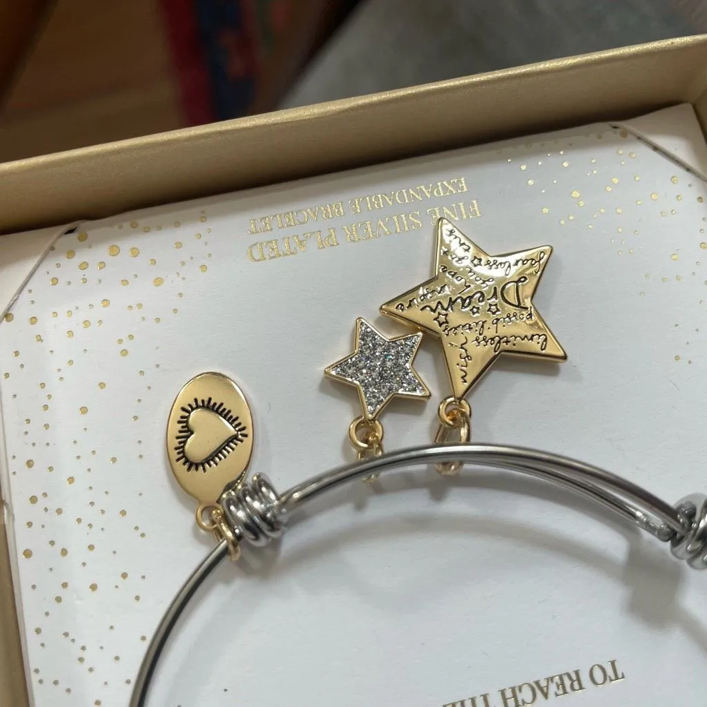 NIB New in Box Footnotes Dream Silver Plated Expandable Bracelet Gift - Image 5