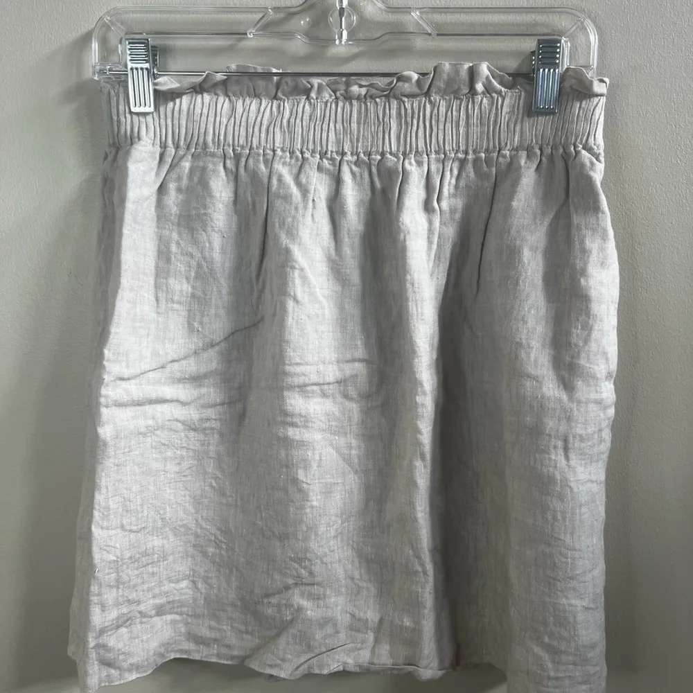 J. crew linen paper bag high waist mini skirt in cream oatmeal khaki tan - Image 2