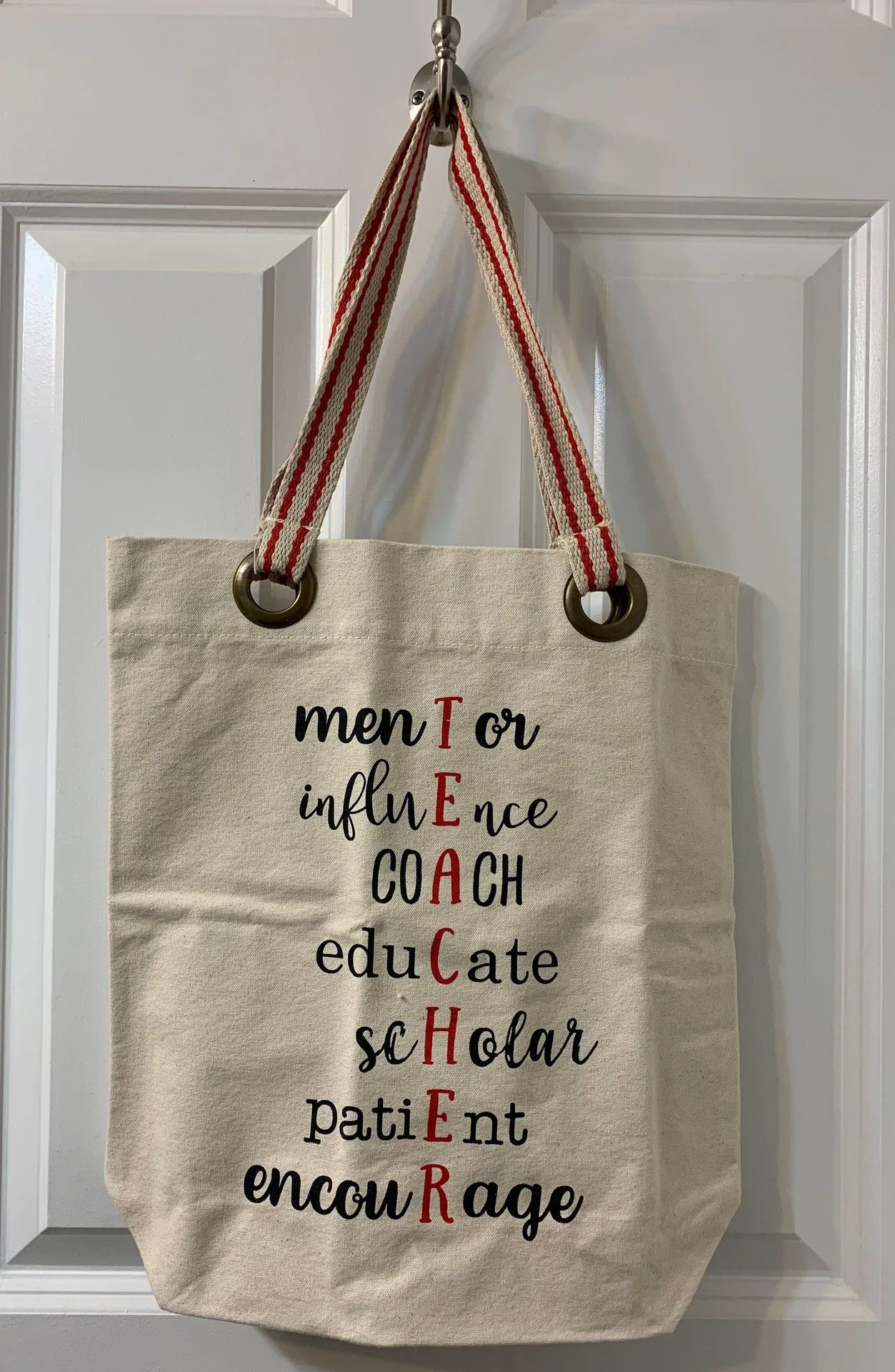 Mud Pie Set Of 3 Cream Teacher Tote Bags - Image 2