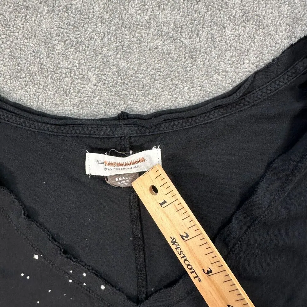 Pilcro and the Letterpress Paint-Splattered Tee Shirt Black Women's Small Anthro - Image 3