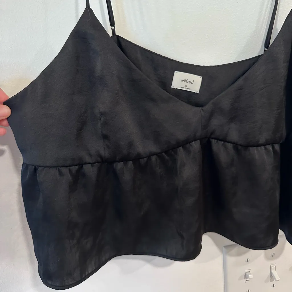 Aritzia Wilfred Lover Satin Camisole Tank Top Women’s Size XL Black Classic - Image 6