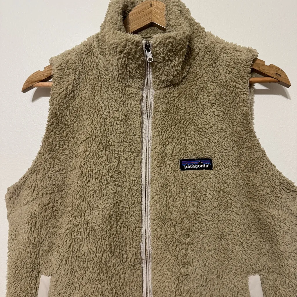 Patagonia Los Gatos Vest Women’s Size Large Full Zip Sherpa Tan Fall Winter - Image 4