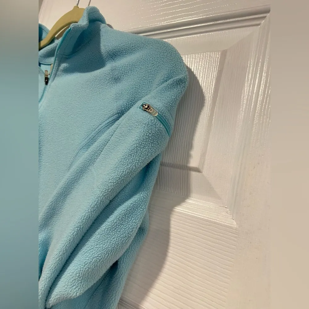 L.L. Bean Size S Aqua Blue Mock Beck Long Sleeve Quarter Zip Pullover Fleece Top - Image 3