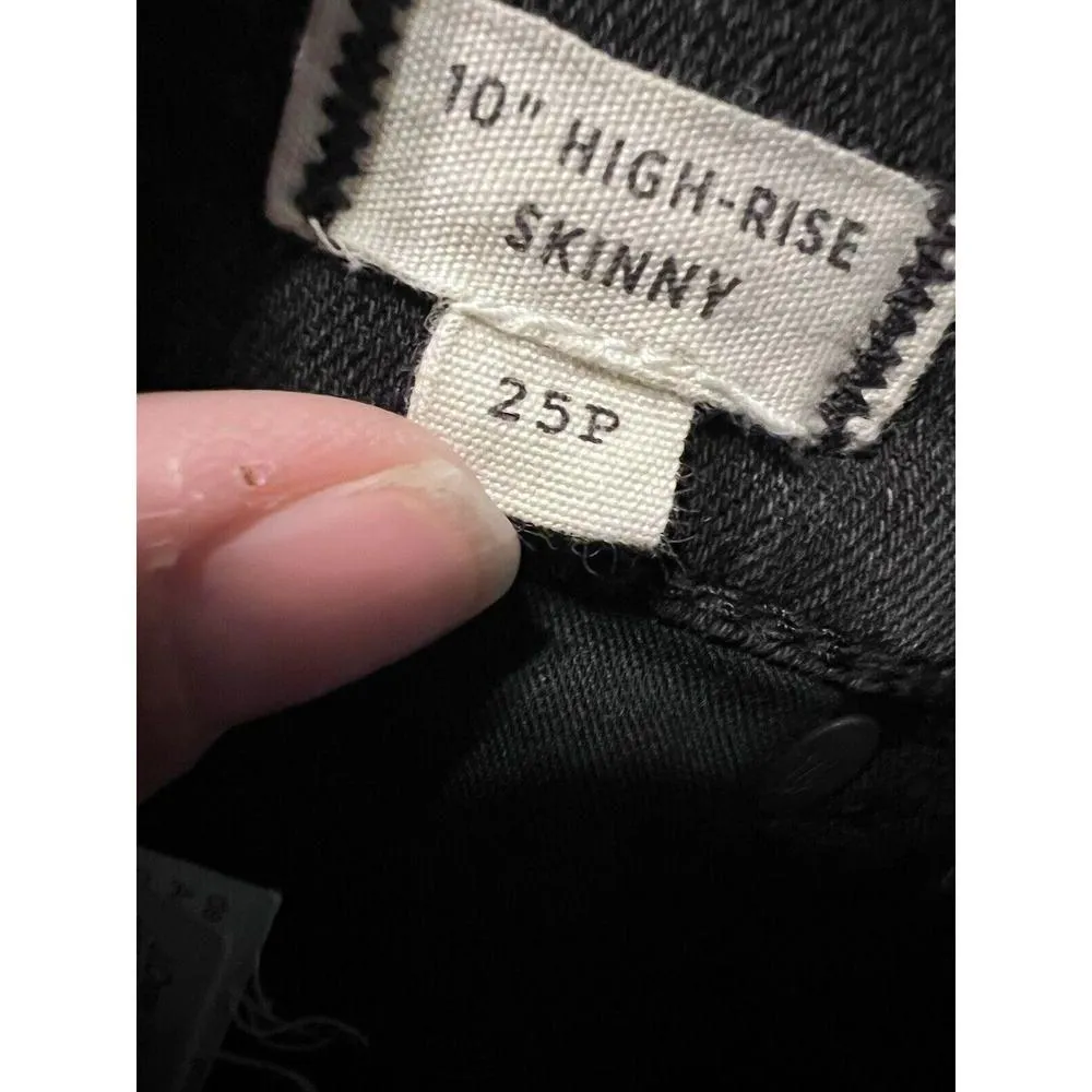Madewell Jeans Womens Size 25 Black 10" High Rise Skinny Button Fly 25x27 - Image 10
