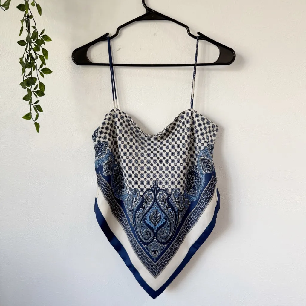 Zara Printed Handkerchief Top Bandana Sz M - Image 2