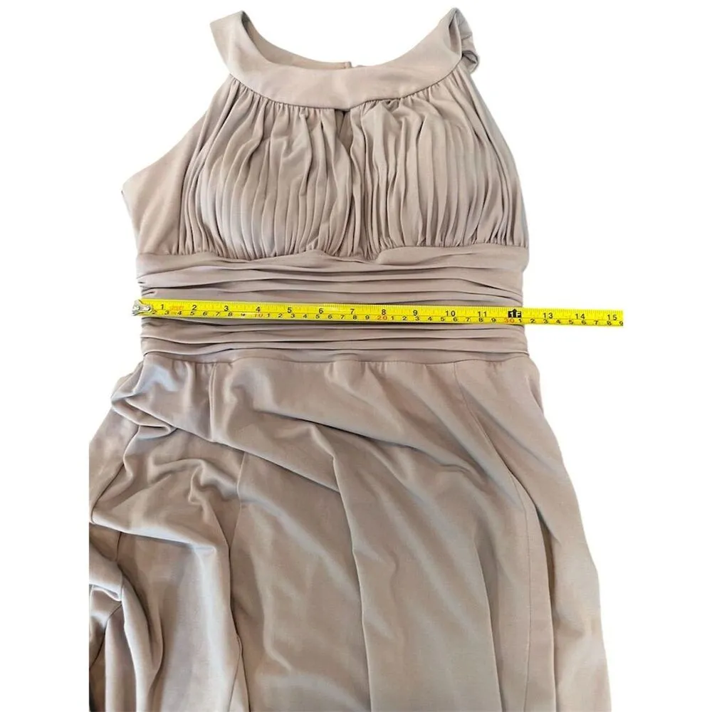 Women's Size 10 Taupe Chiffon Pleated Maxi Dress - Image 7