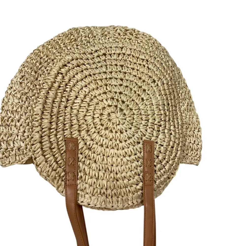 #170 BOUTIQUE Tan Woven Tote Bag - Image 4