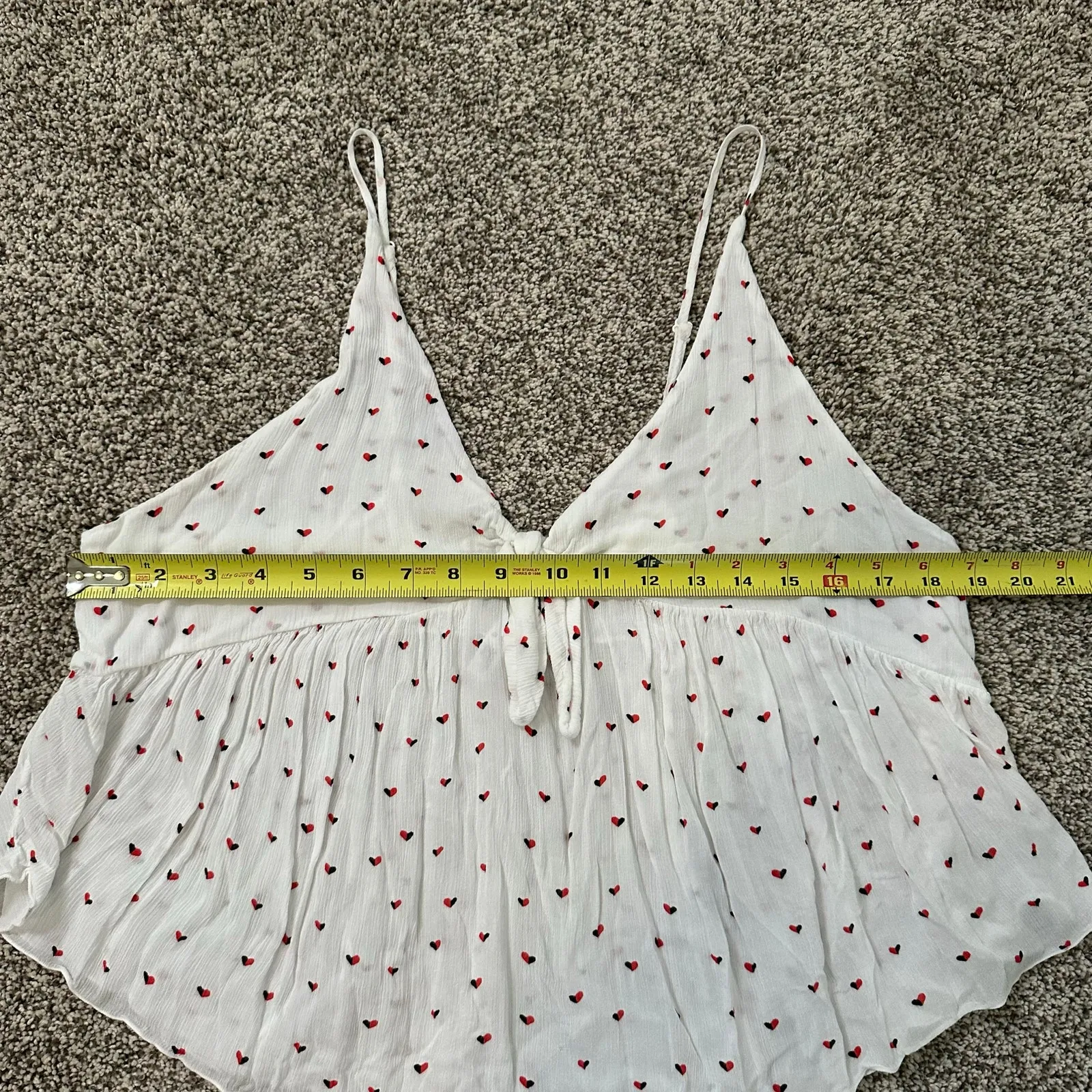 Free People Intimately white heart print v-neck babydoll tank top size S - Image 10