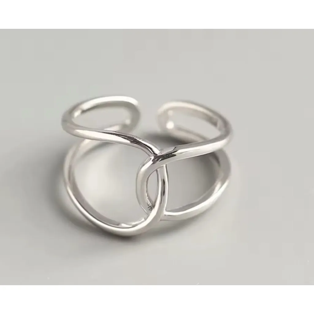 NEW Unisex Handmade 925 Sterling Silver Knot Band Ring,‎ Adjustable - Image 2