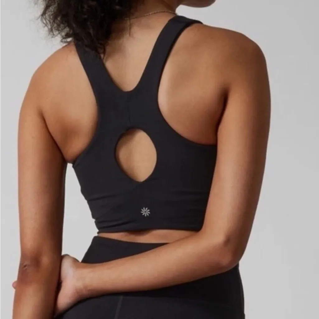 Athleta Conscious Cut Out Crop Top Sports Bra Sz XS Black - Image 2
