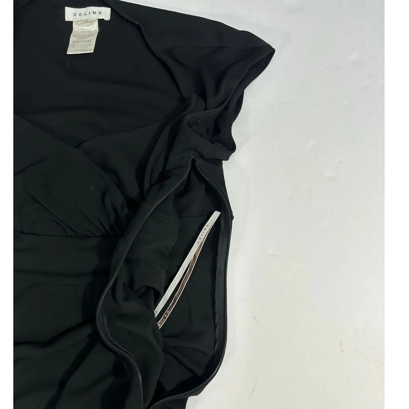 Celine Vintage Sheath Dress Black Jersey Sweetheart Neckline Cap Sleeve size 8 - Image 7