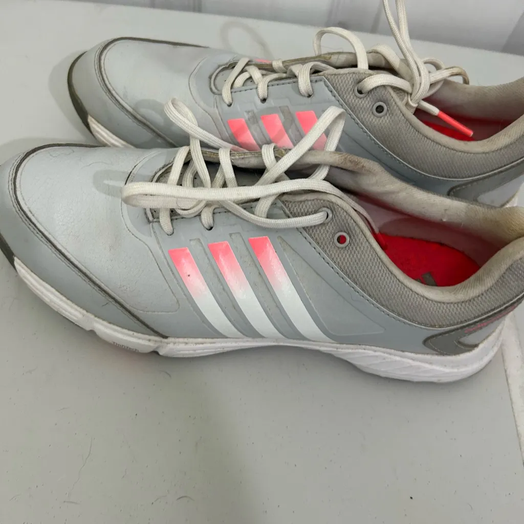 adidas Gray and Pink Golf Shoes - Image 3