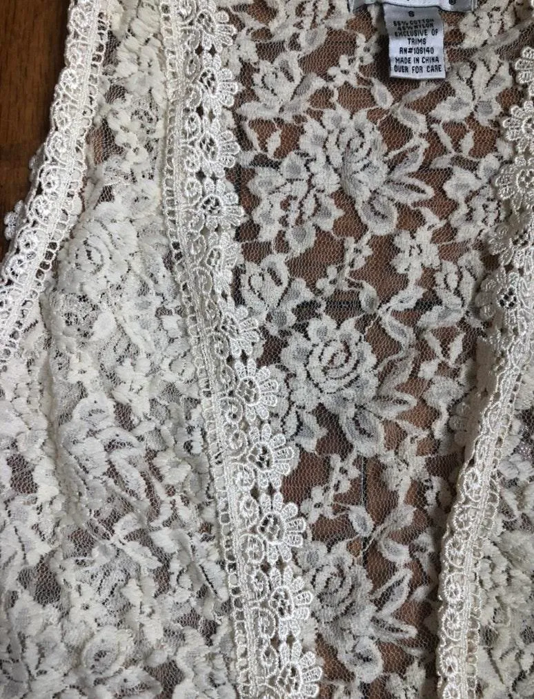 Boho Lace Crochet Vest Top White - Image 2