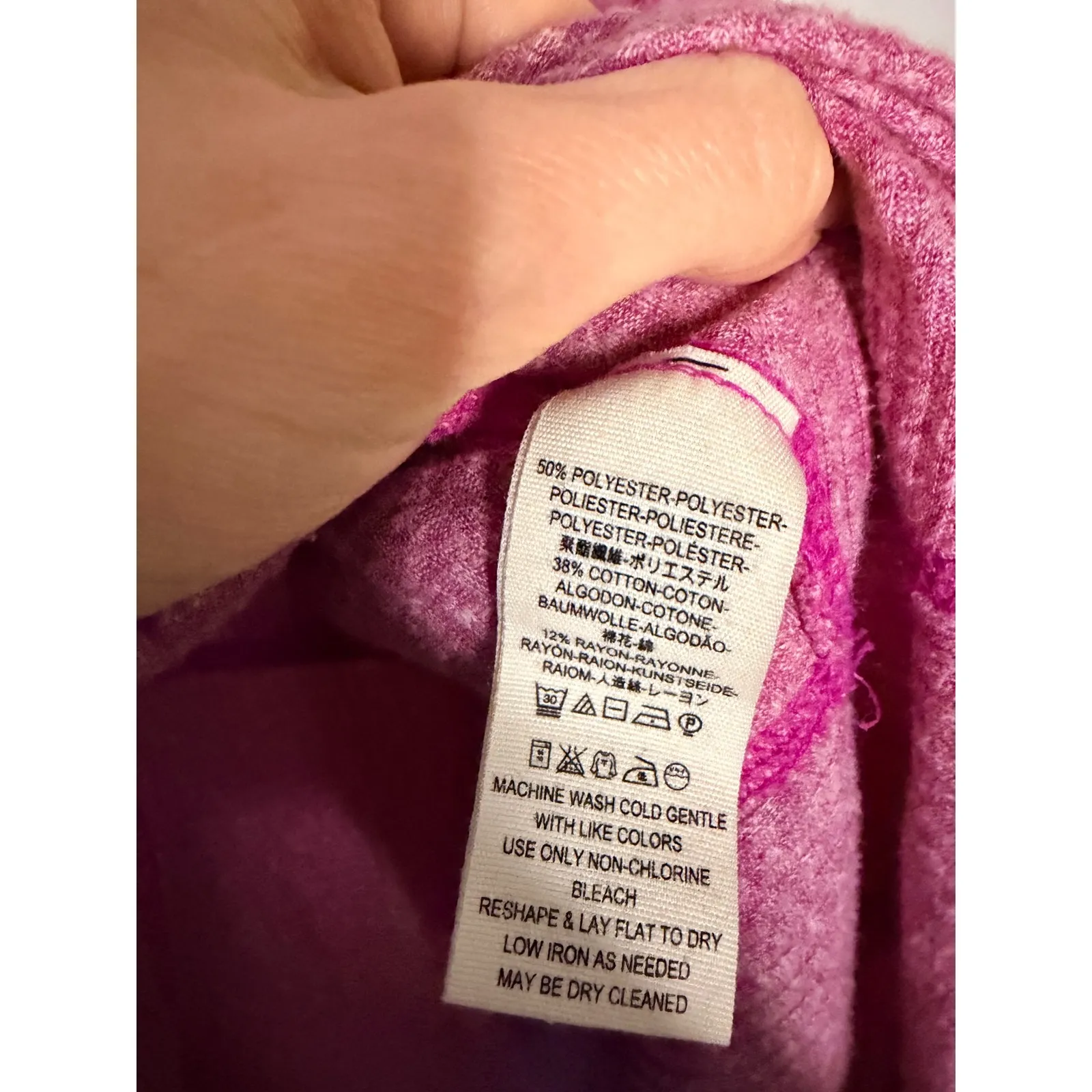 Free People Pink Ribbed Asymmetrical Cowl Neck Long Sleeve Top Women's XS - Image 3