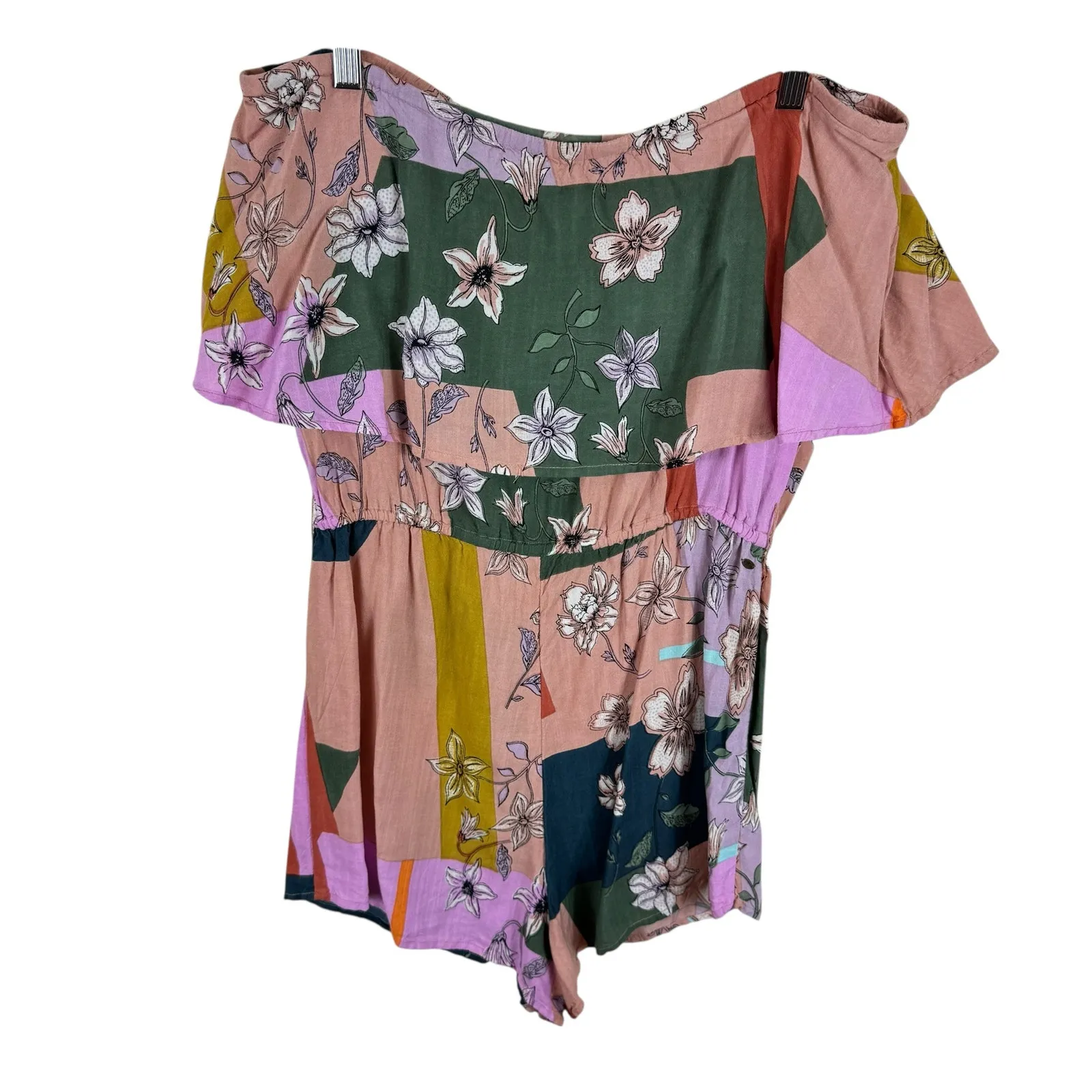 O'Neill Colorful Floral Colorblock Viscose Strapless Light Shorts Romper Size M - Image 3