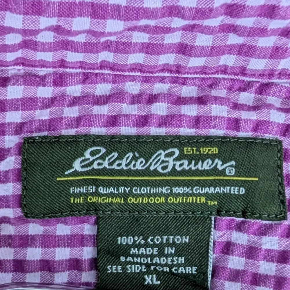Women's Eddie Bauer Short Sleeve Seersucker Check Shirt XL - Image 2