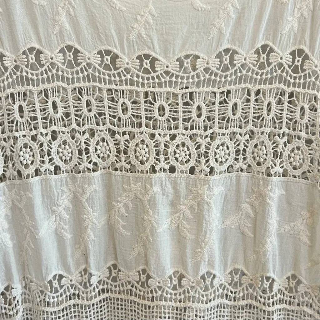 Adiva Womens Cottagecore Boho Lace Crochet Top Size L Romantic Festival White Size L - Image 7
