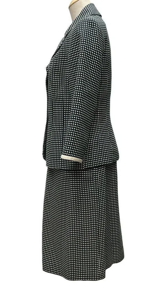 Le Suit Polka Dot Skirt Suit Black White Professional Business Set Size 8 Office - Image 4