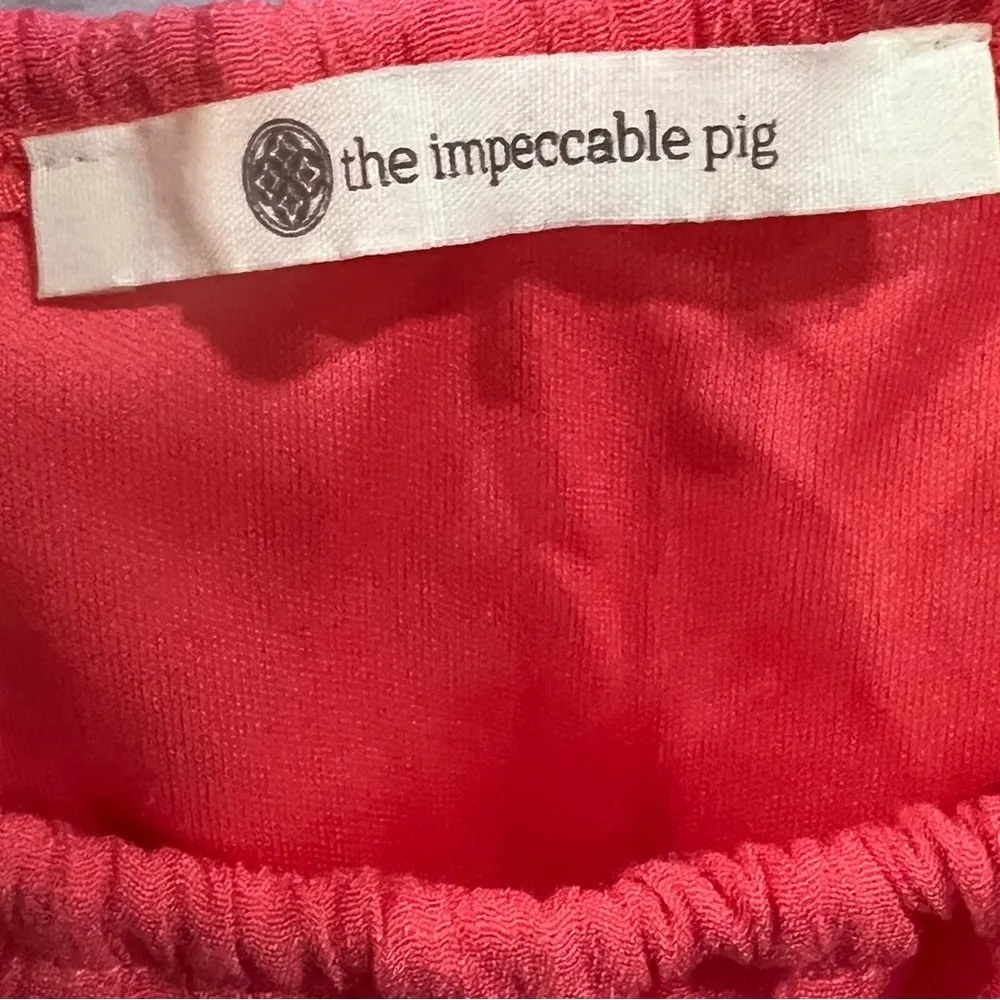 coral adjustable strap romper size small - Image 4