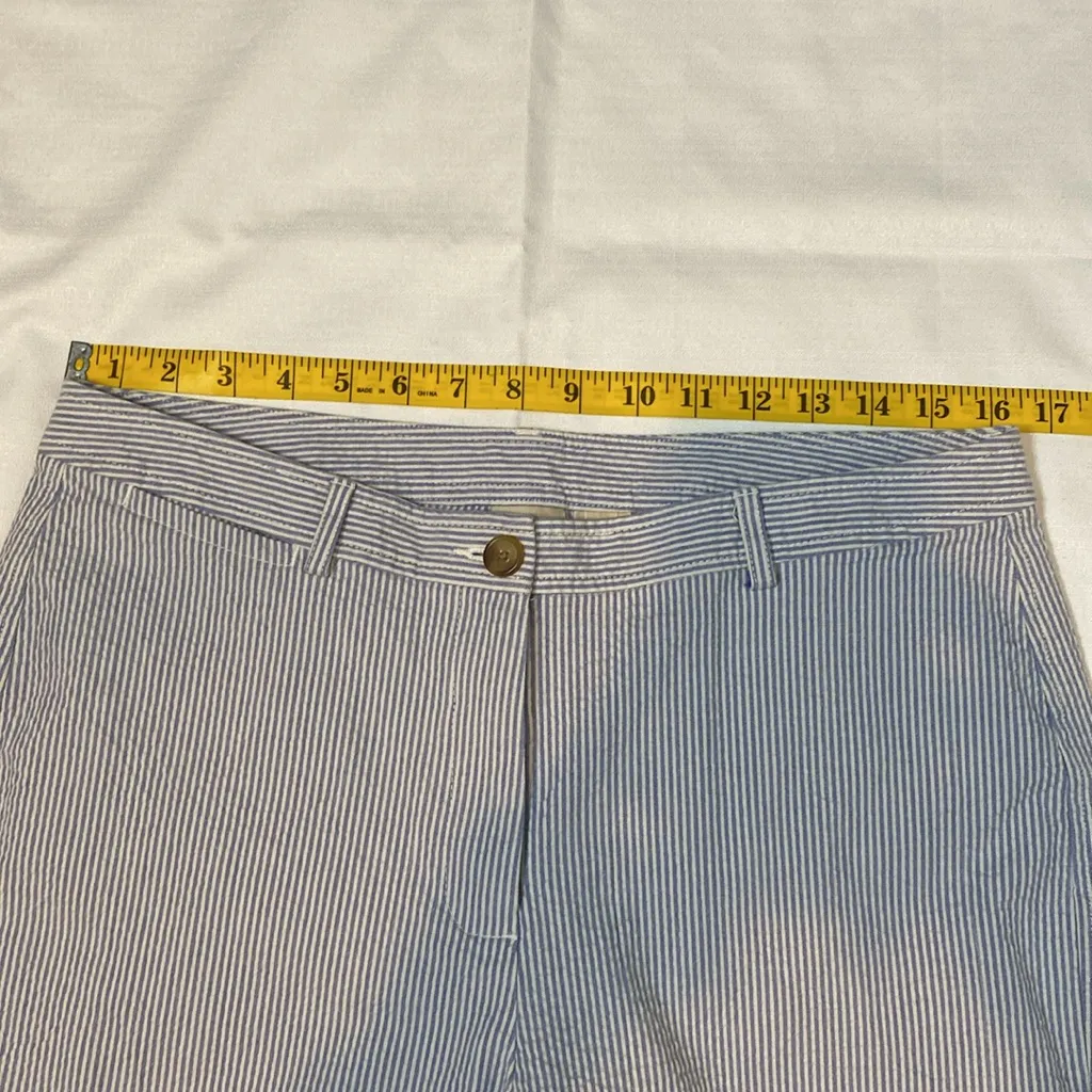 12 L.L. Bean Stripe Blue White Capris 14 Petite Wide Leg Office Minimalist Size 14P - Image 3