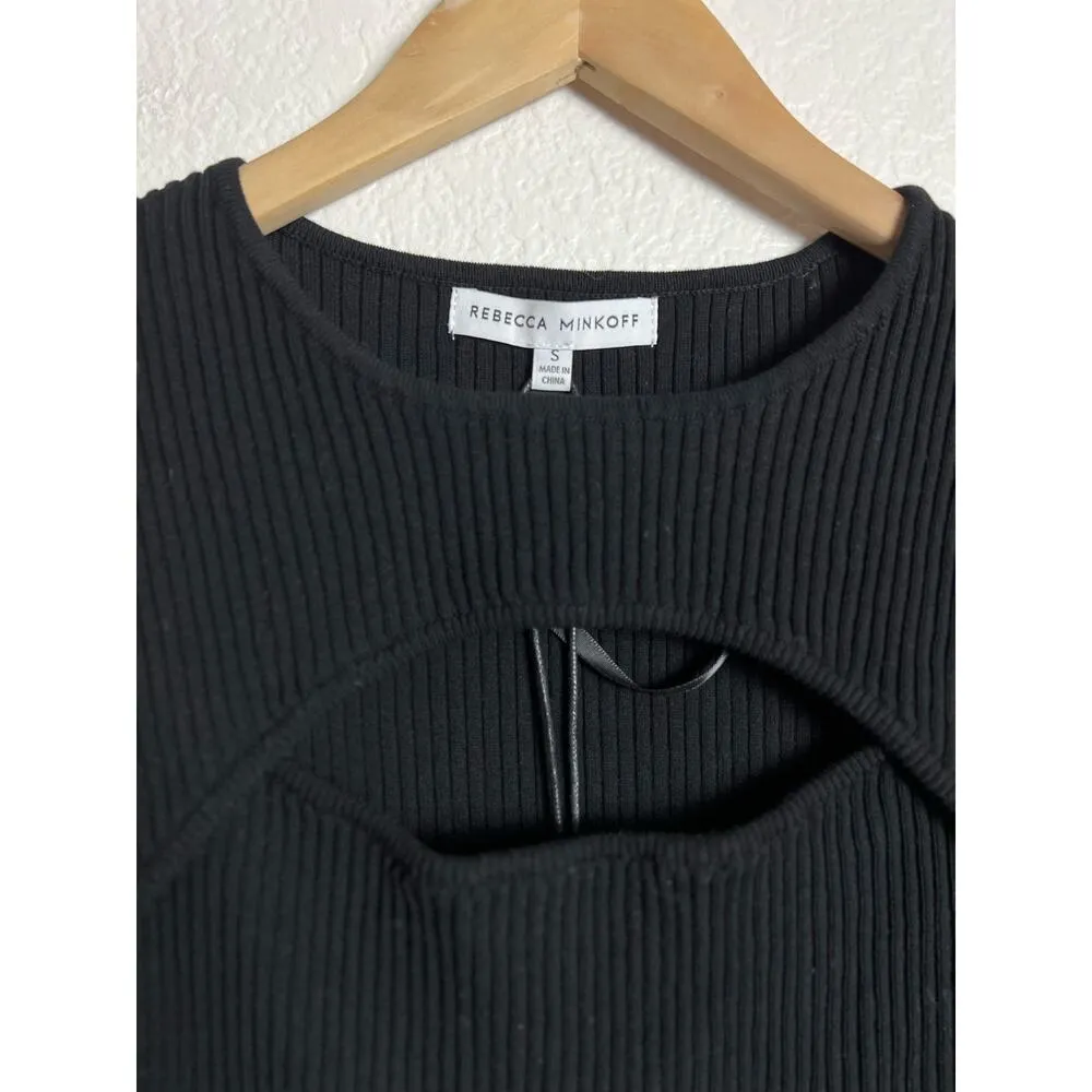 Rebecca Minkoff NEW Black Ribbed Long Sleeve Knit Lauren Top Size S - Image 7