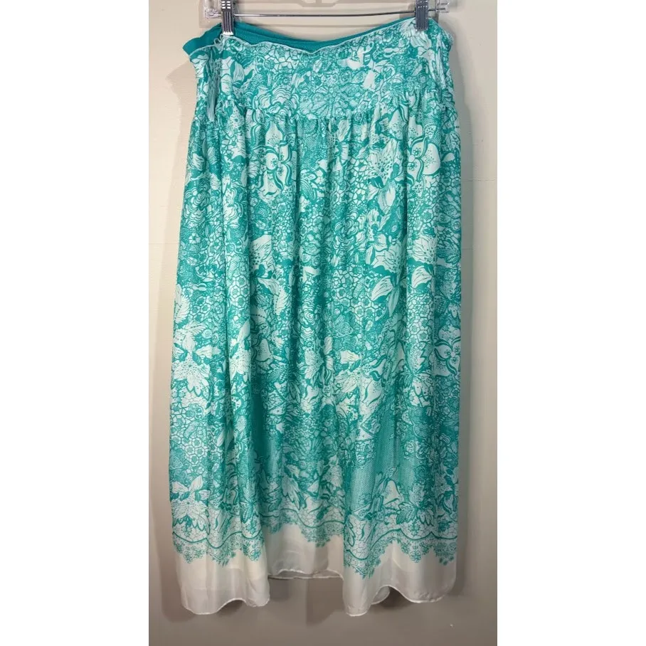 Soft Surroundings Green Floral Peasant Maxi Skirt Size Large - Image 5