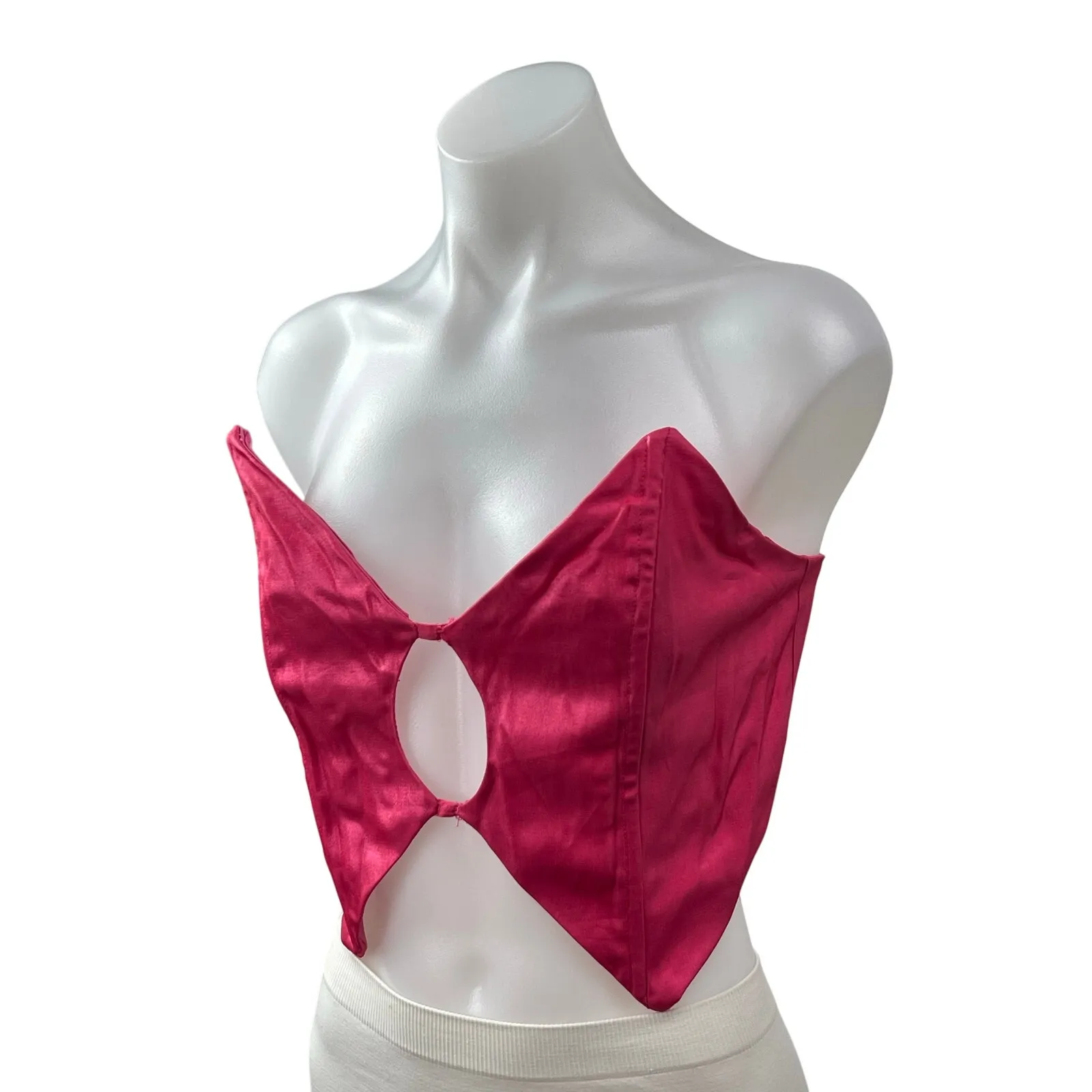 Superdown Womens Pink Cutout Strapless Sleeveless V Neck Pointed Crop Top Size M - Image 2