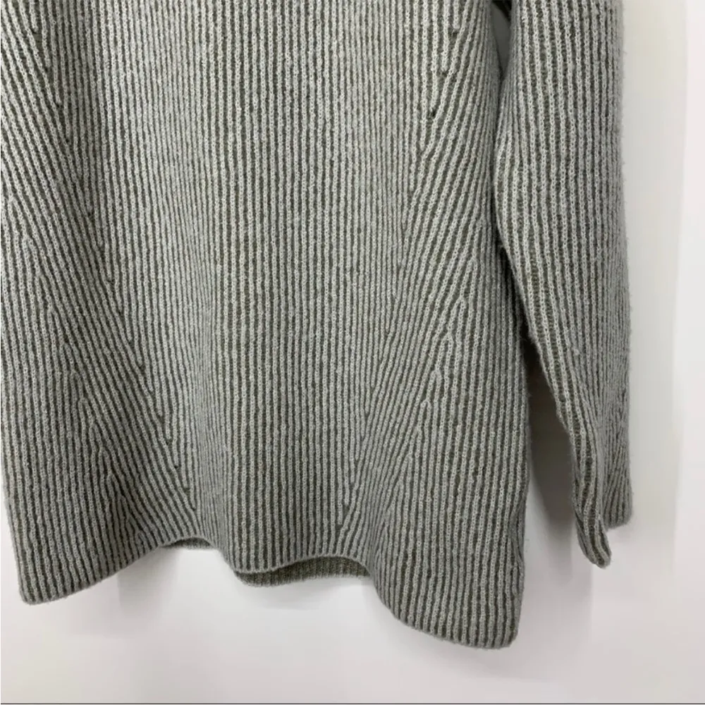 Grey Combo Oversized Cowl Neck Fuzzy Soft Ribbed Tunic Sweater Size M - Image 6