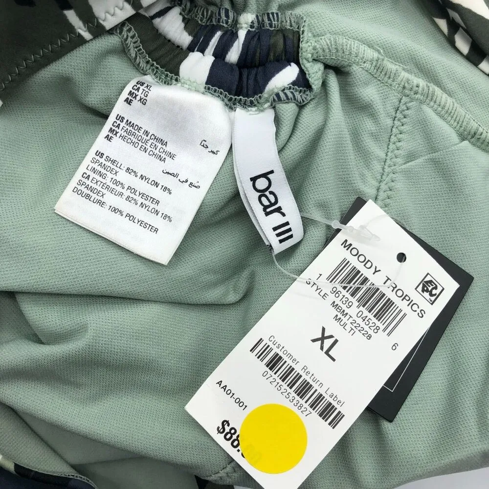 Bar III Moody Tropics Printed One-Shoulder One Piece Swimsuit Leaf Green XL - Image 7