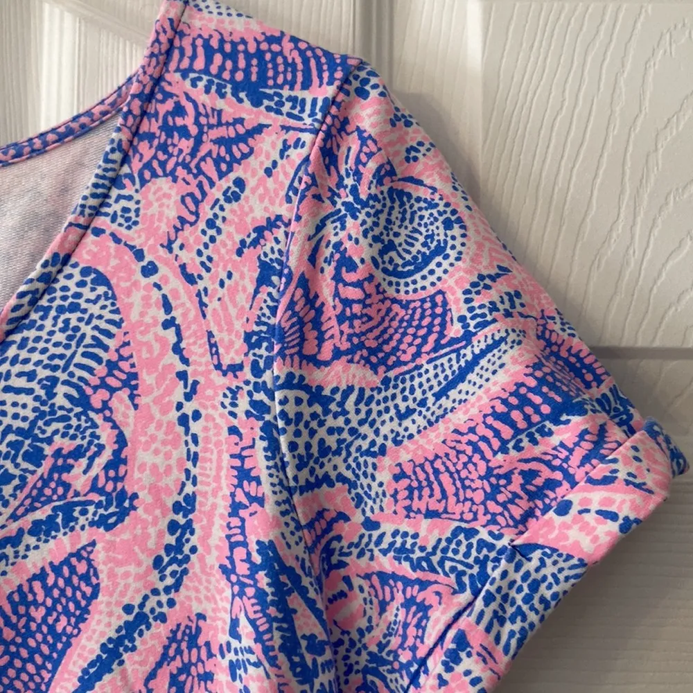 Lilly Pulitzer Pink & Blue Alligator & Pineapple Print Sheath Dress - Image 2