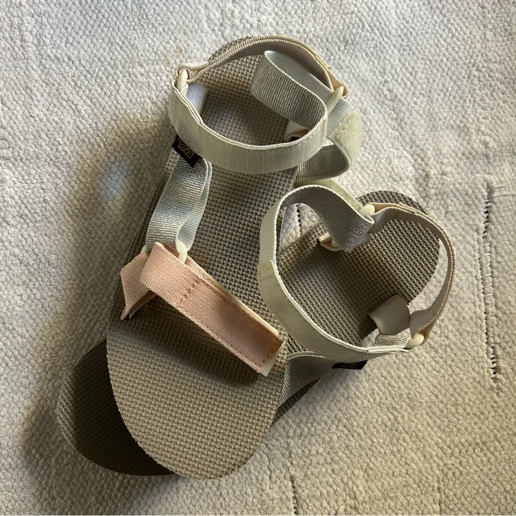 Teva  Glittery White and Pink Sandals - Image 10