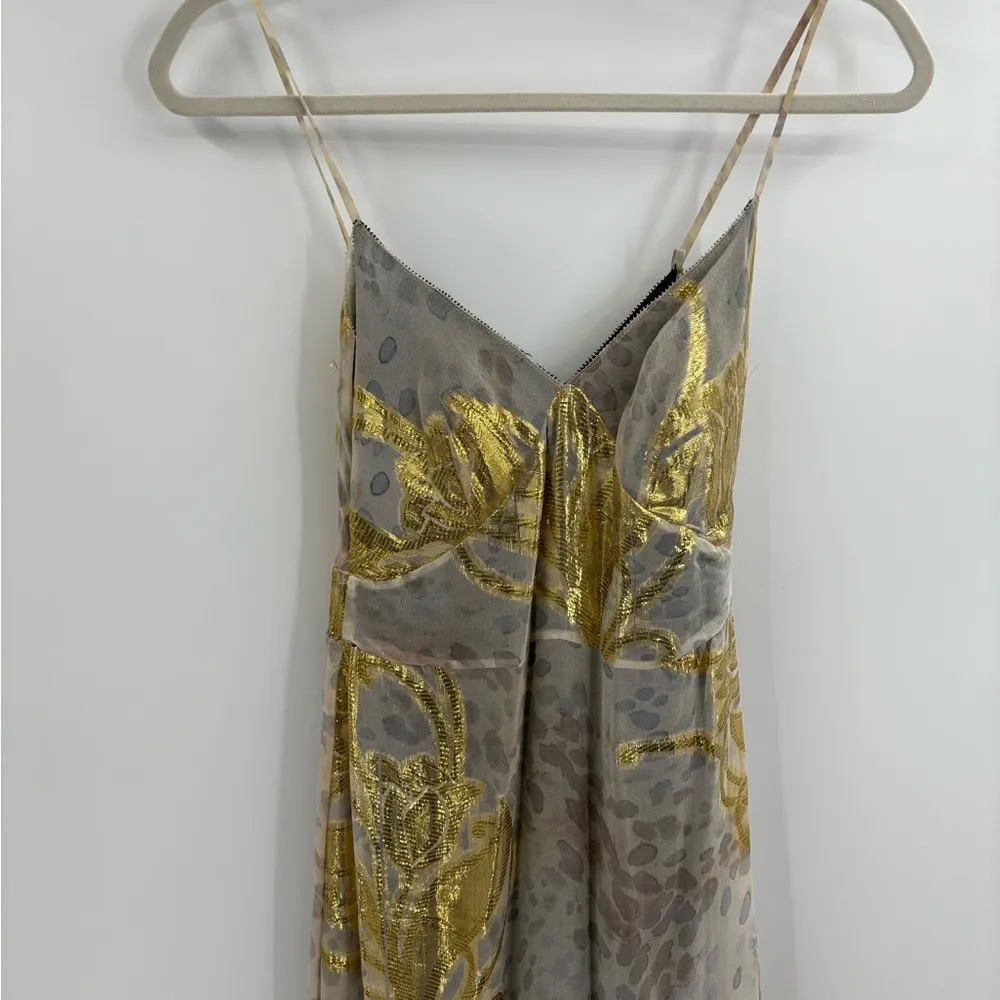 Vera wang lavender label silk boho coquette metallic floral evening dress xs 0 - Image 8