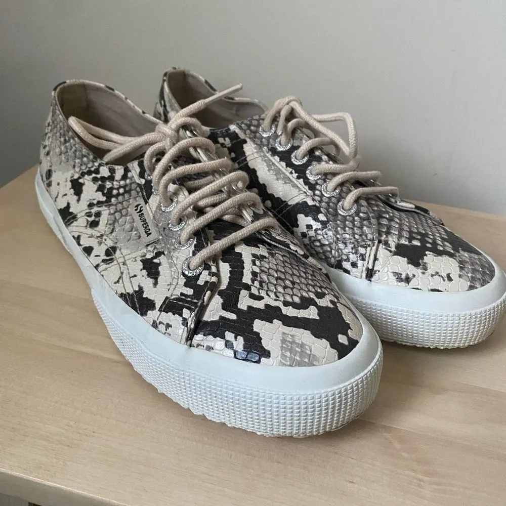 Superga 2730 Synthetic Snake Taupe Black Sneaker Size 8.5 - Image 4
