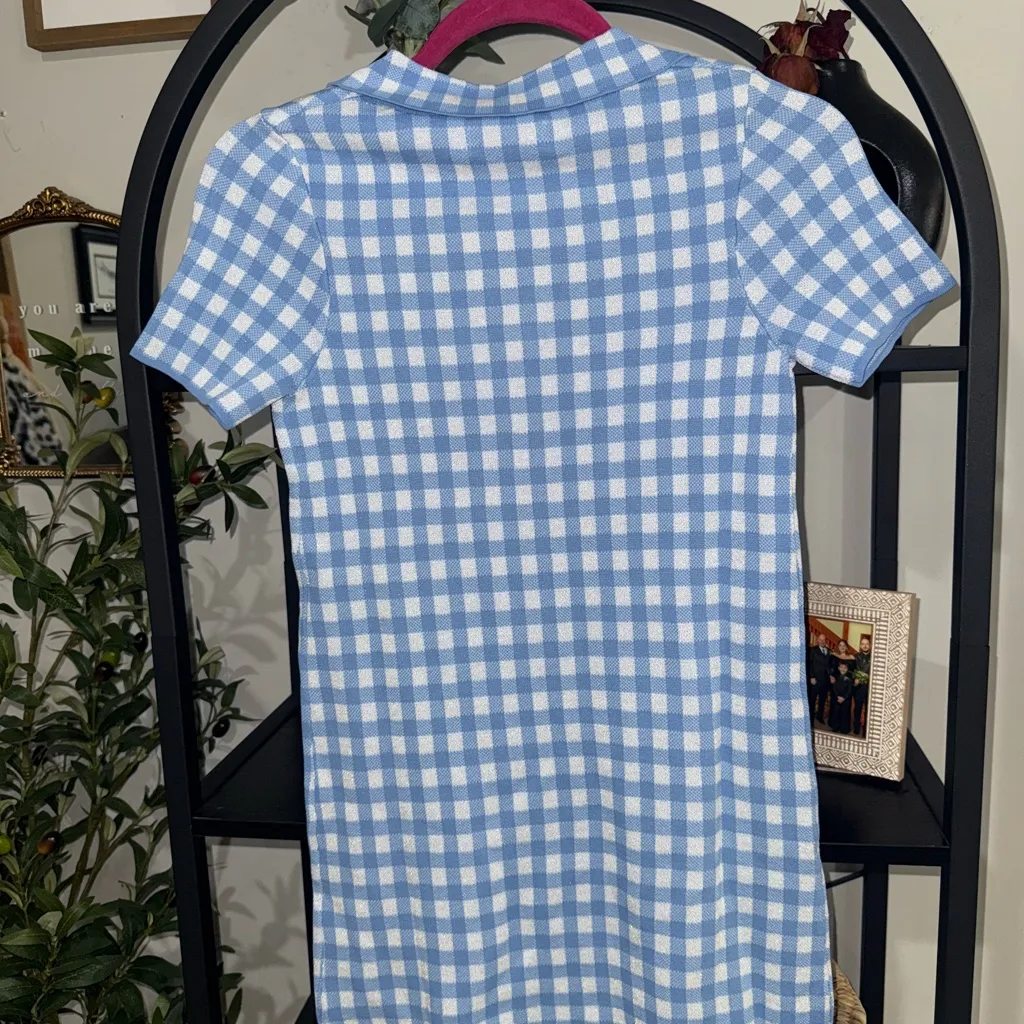 urban revivo Blue Gingham Mini Dress size small - Image 10