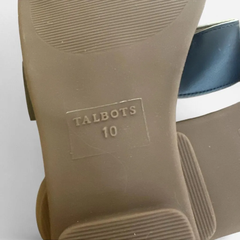 Talbots Black Leather Slide Sandals Size 10 | Classic H Cutout Flat Slides - Image 7