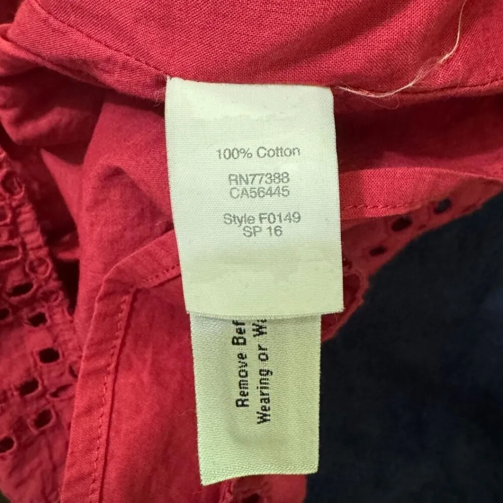 MADEWELL Happening Cotton Eyelet Crimson Red Cut Out Mini Shift Dress EUC 0 - Image 9