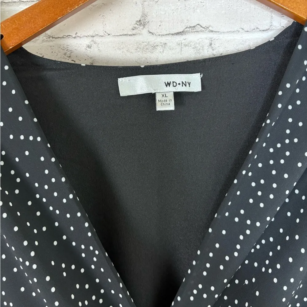 Warren Donner NY Black and White Polka Dot Tiered Midi Dress Size XL - Image 5