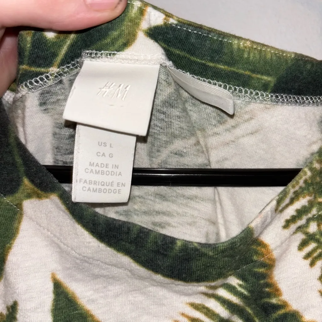 H&M Green Linen Leaf Pattern Dress - Image 2