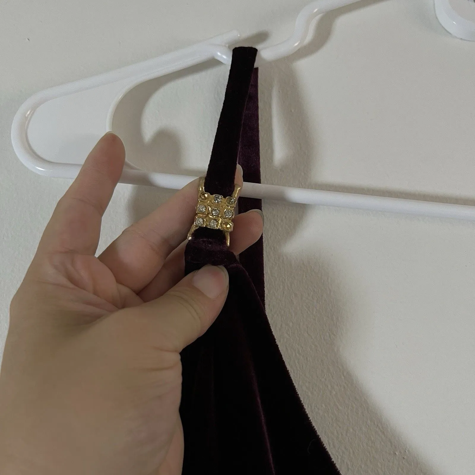 Vtg Michaelangelo Formal Maxi Dress Evening Gown Velvet 90s Whimsy Goth burgundy - Image 4