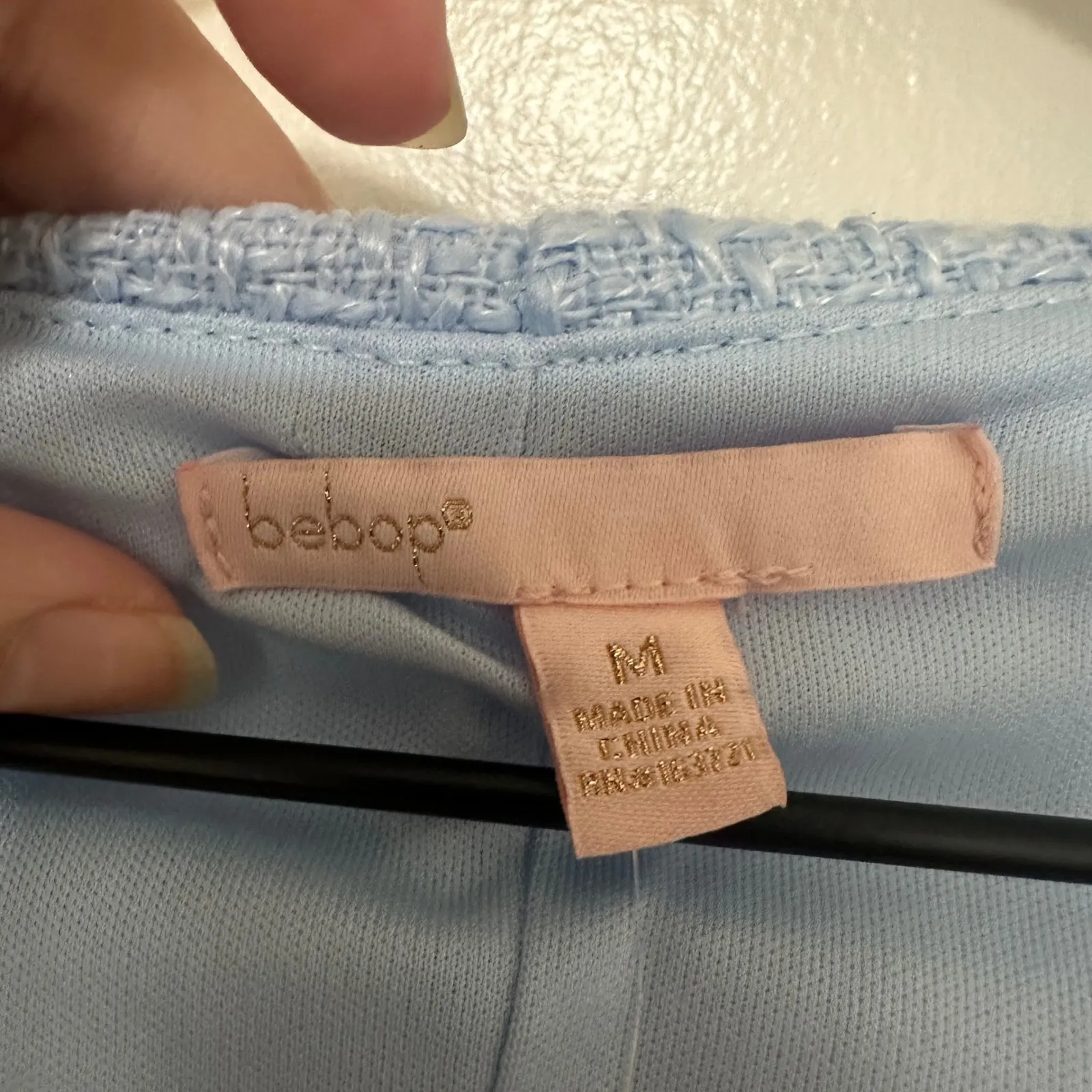 BEBOP | Women's NWT Baby Blue Tweed Sleeveless Preppy Button Front Mini Dress, M - Image 4