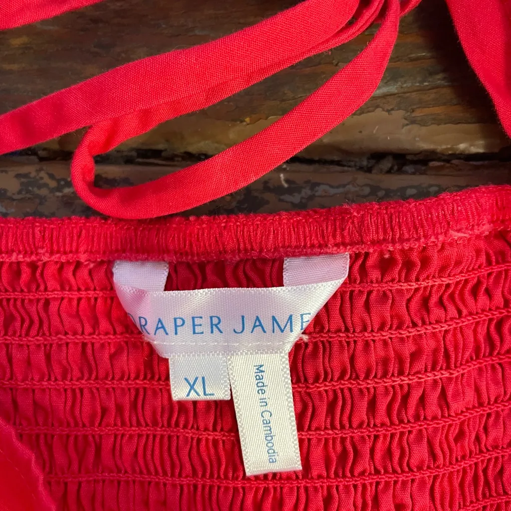 Draper James 100% Cotton Smocked Baby Doll Puff Sleeve Coral Dress - Sz XL 💚🎀 - Image 11