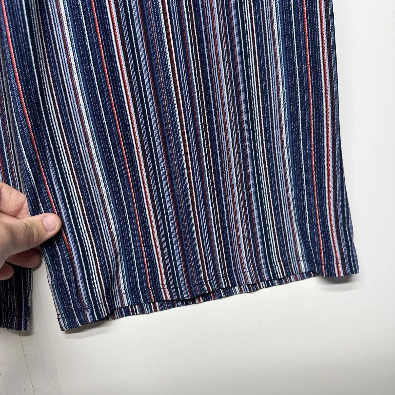 Christopher & Banks Women’s Pants Size Large Blue Multicolor Striped Wide Leg - Image 3