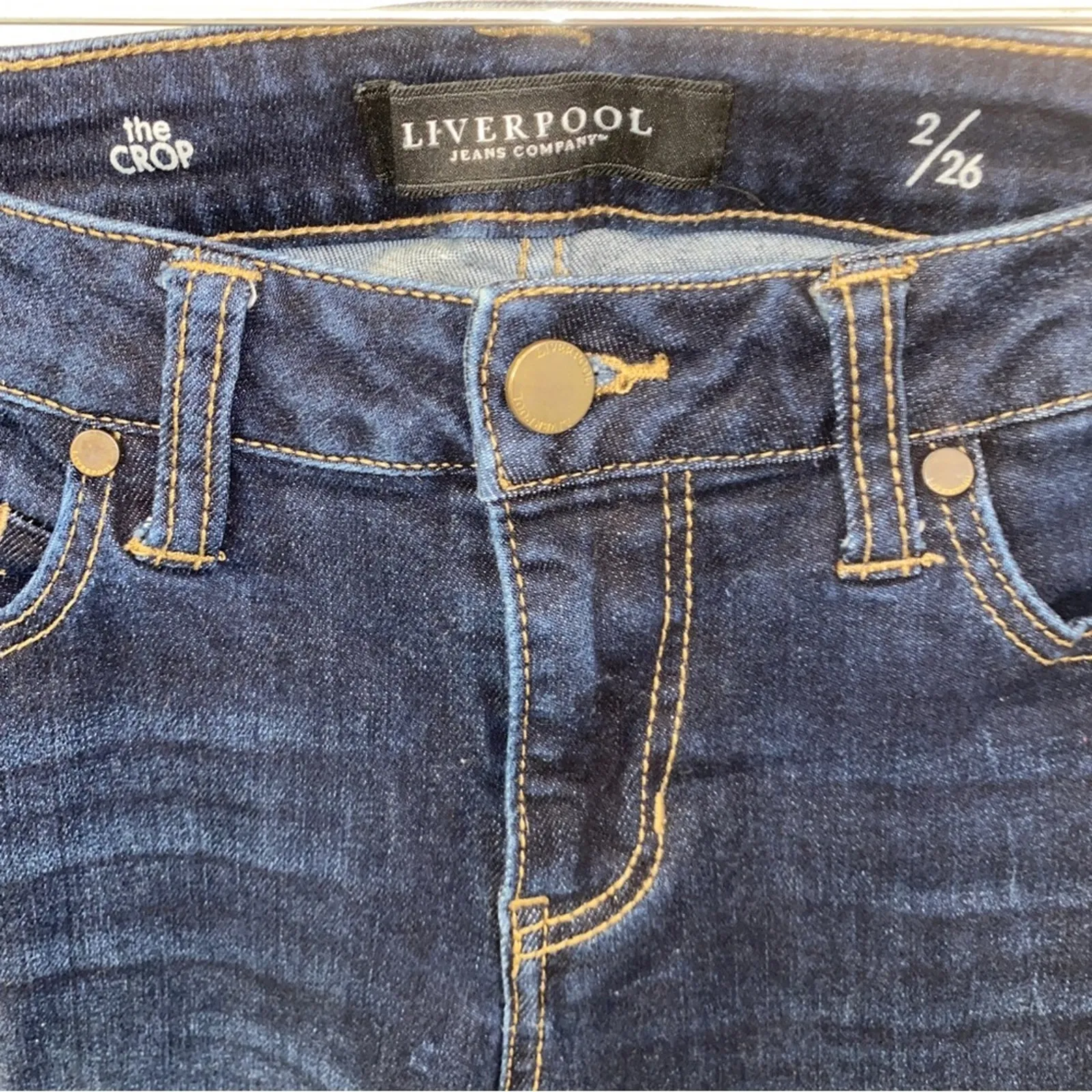 Liverpool Jeans Company The Crop Jeans Raw Edge Hem Size 2 Size 26 Dark Wash - Image 2