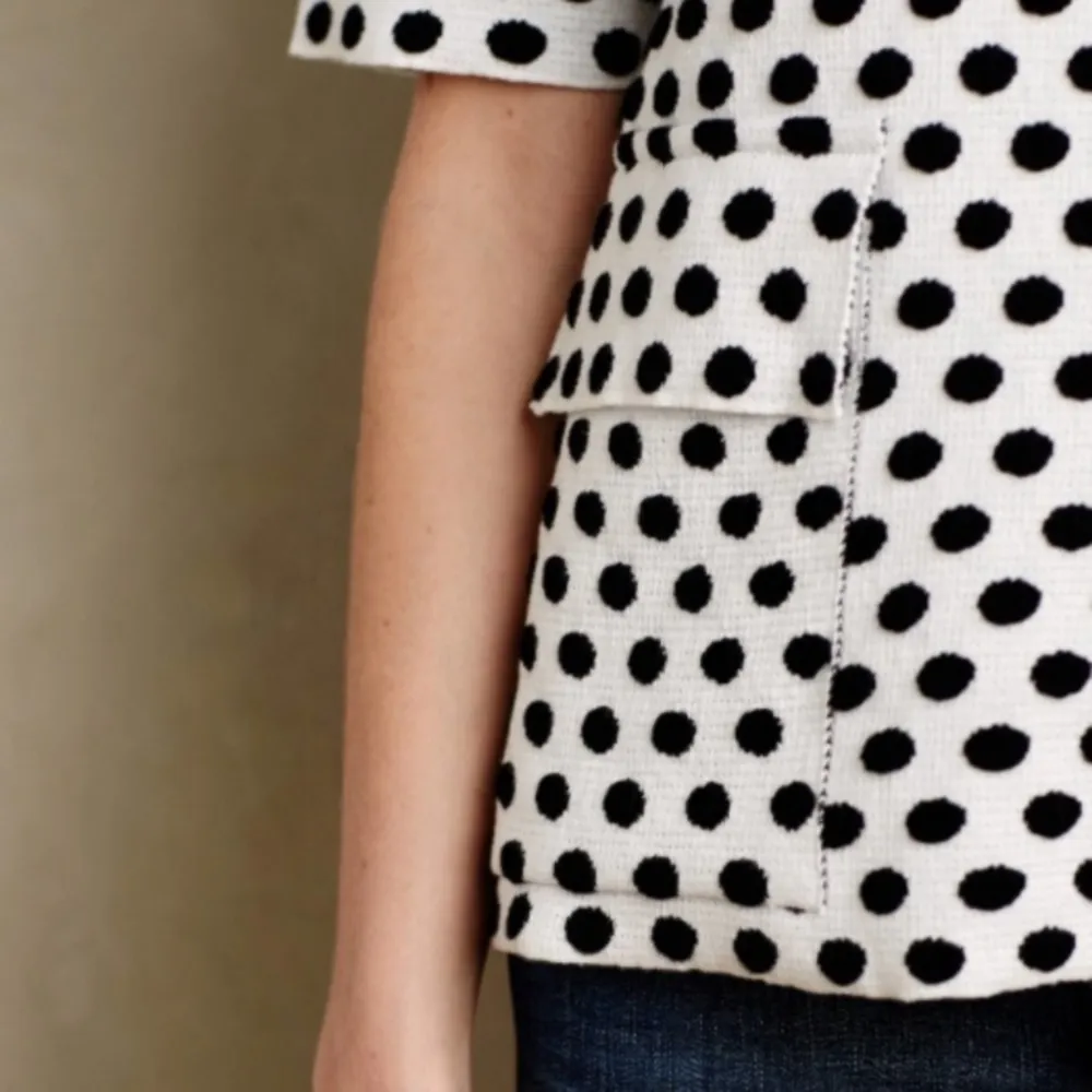 Anthropologie  Moth Jacquard Dottie Black/White Polka dot Sweater Size S - Image 3