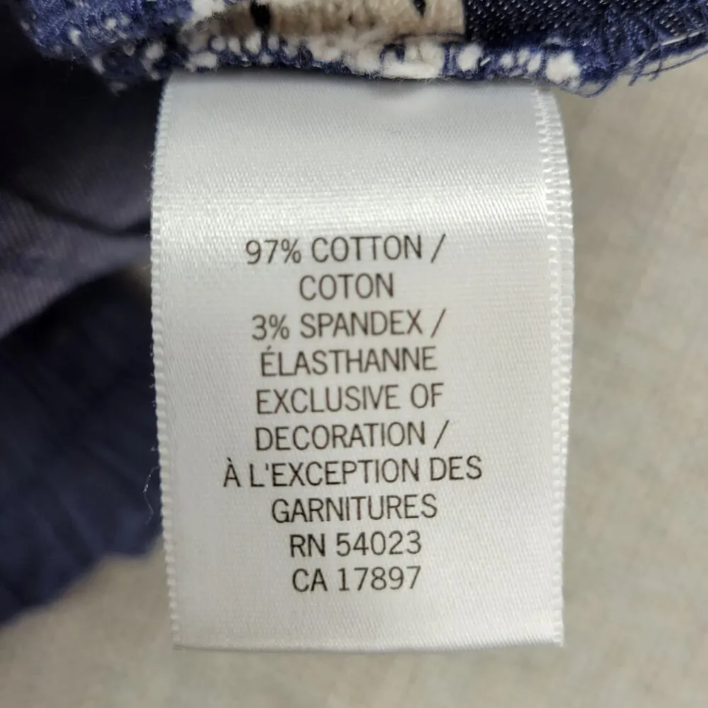 Banana Republic Womens Skirt Sz 2 Navy Chambray Lace Striped Elastic Waist Mini - Image 4